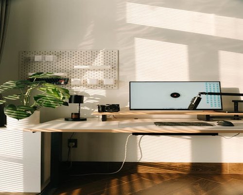 Organized workspace with natural light